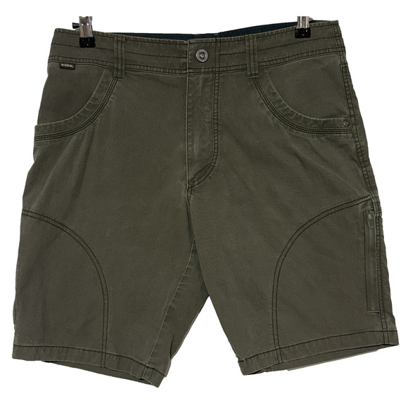 Kuhl Shorts Mens 32 Green Ramblr Actual 32x10 Stretch Zip Pocket Vintage Patina - Picture 1 of 7